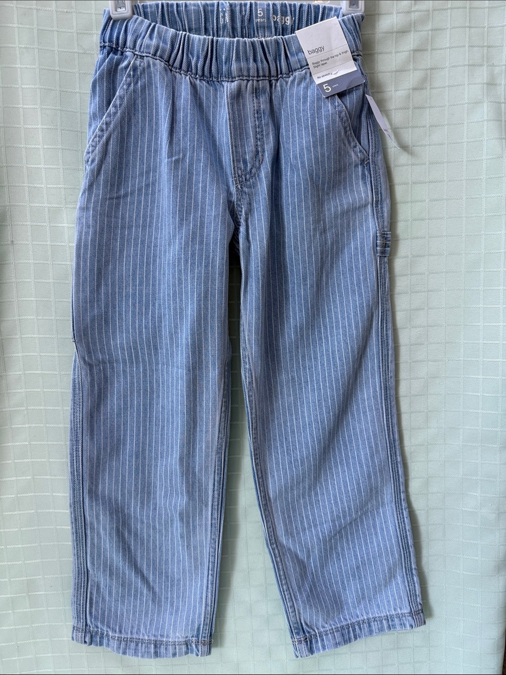 New Gap baggy striped blue kids pants - elastic waist